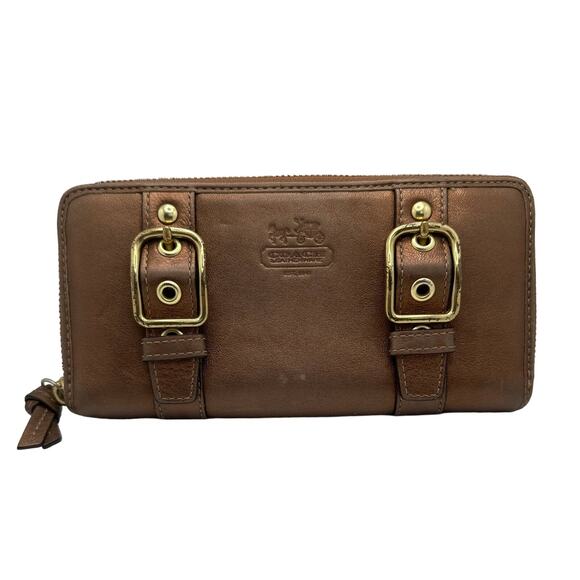 COACH Bronze Zip Around Buckle Wallet - Picture 1 of 10